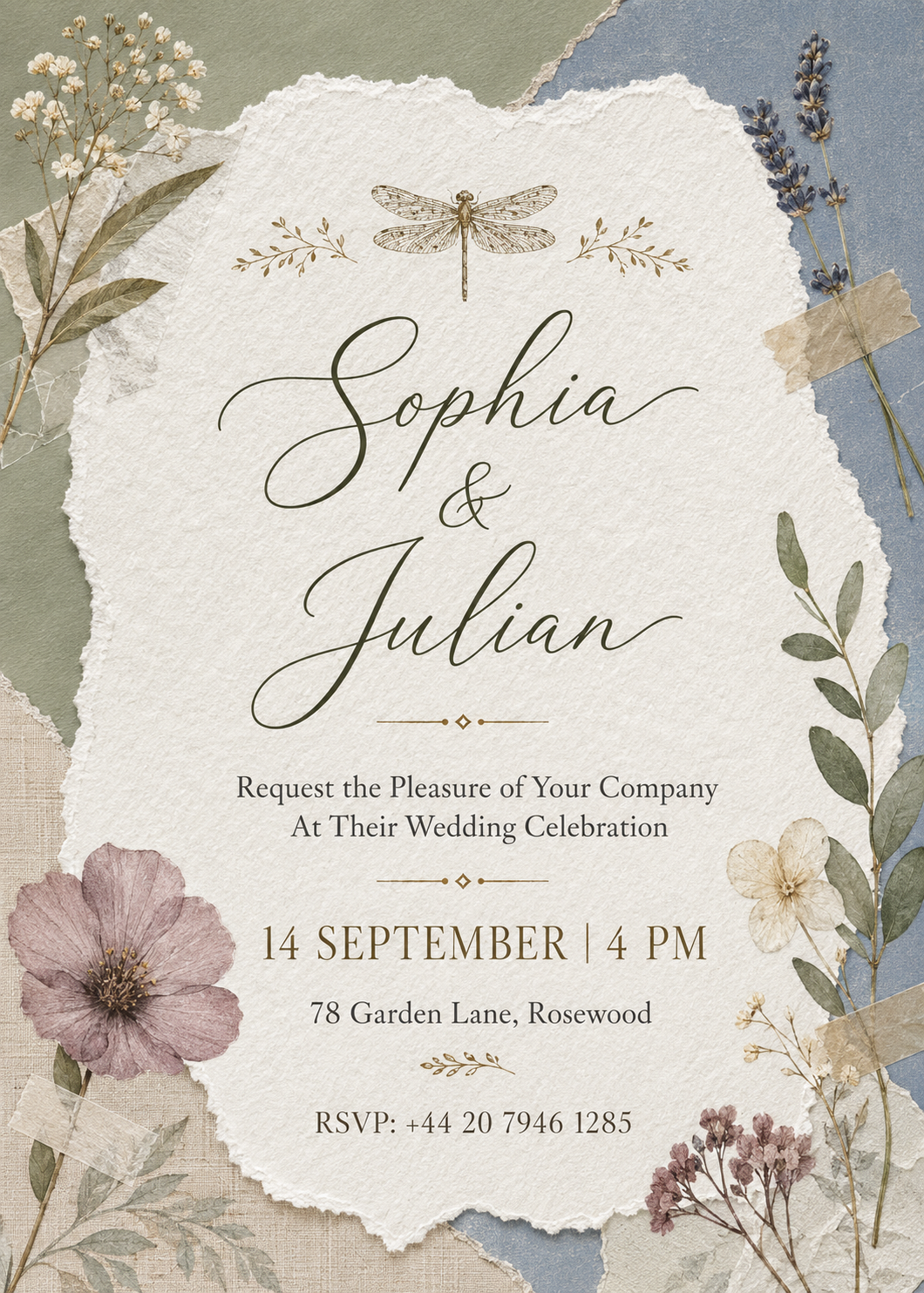 Beige And Brown Rustic Scrapbook Wedding Invitation
