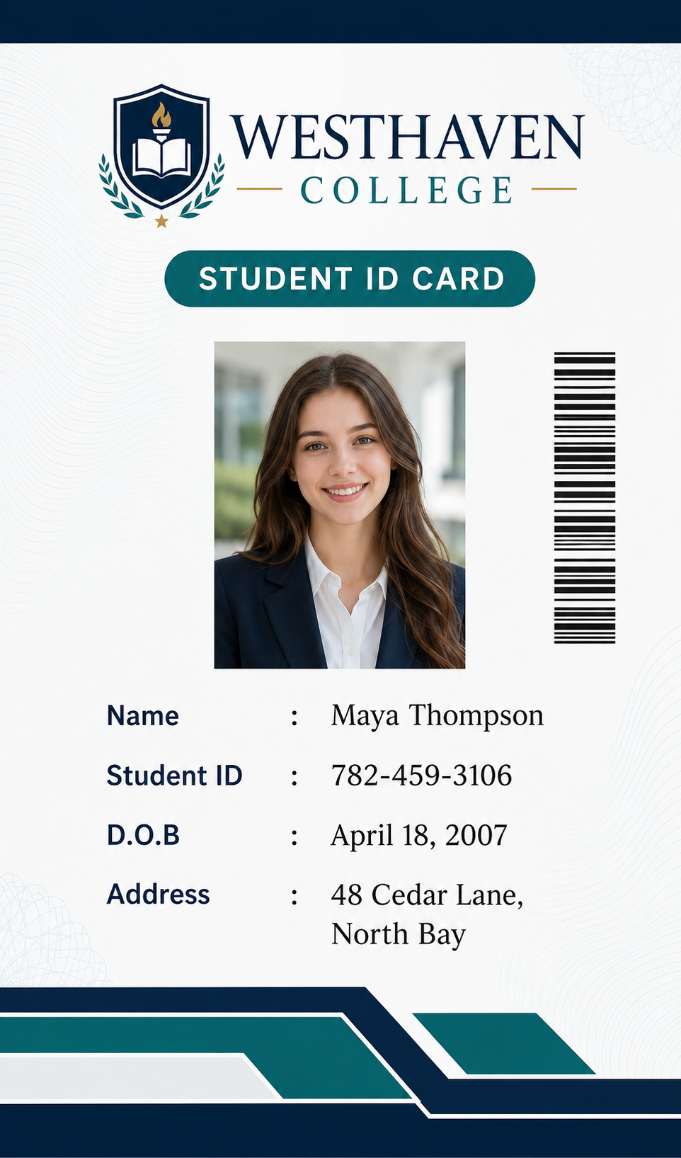 Beige Yellow and Grey Modern Minimalist Student ID Card