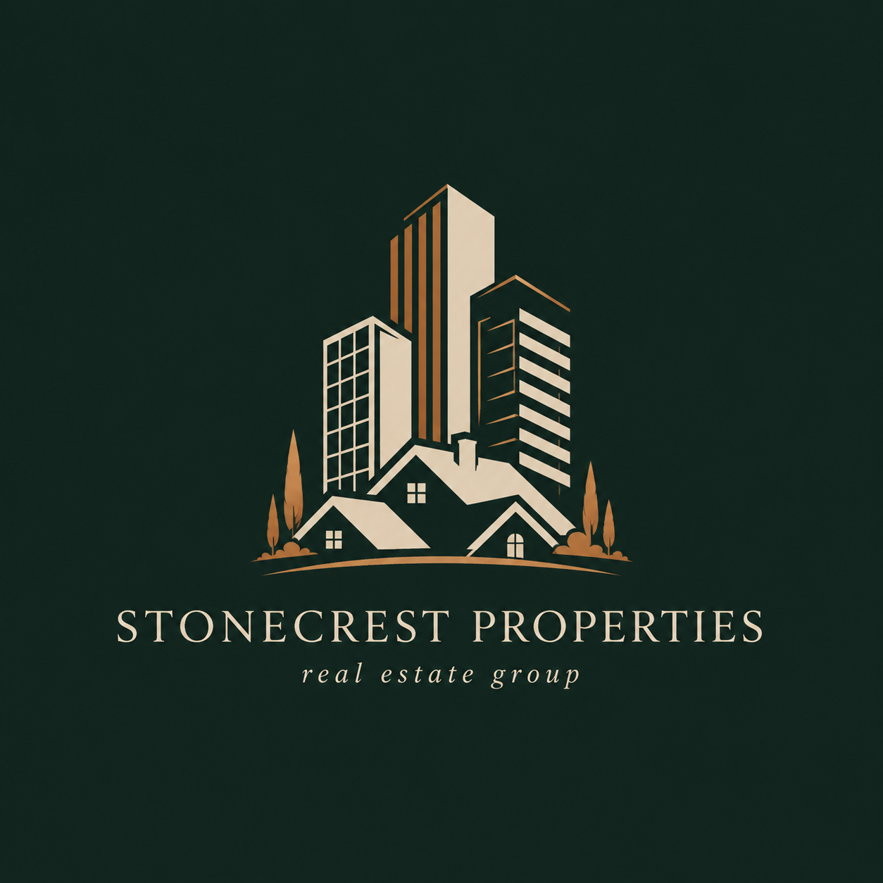 Black and Gold Flat Illustrative Real Estate Agency Logo