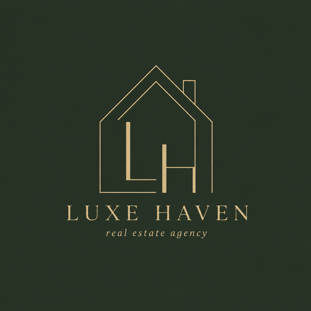 Black & Beige Lines Minimal House Real Estate Logo
