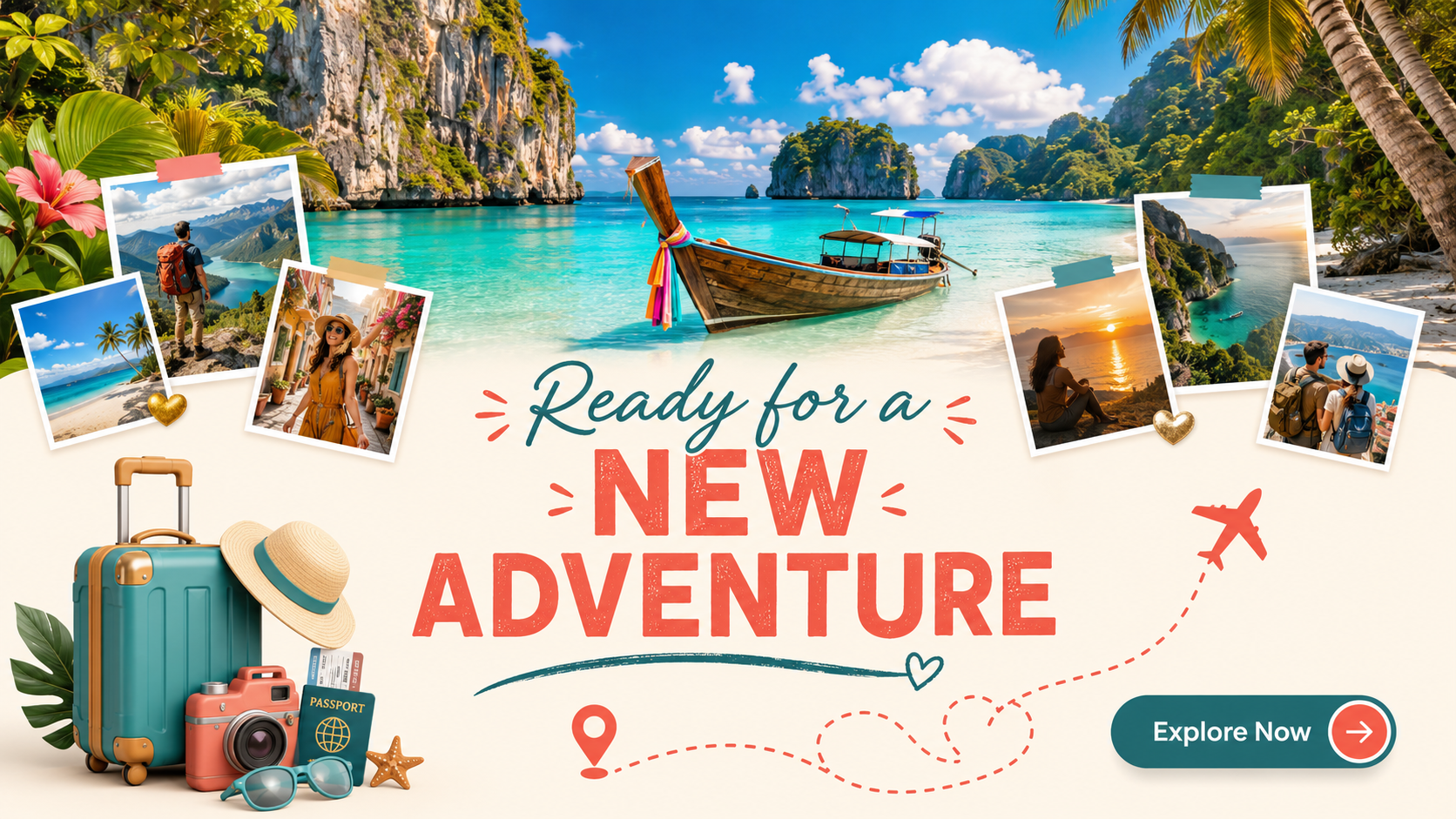 Blue and Orange Modern Travel Presentation