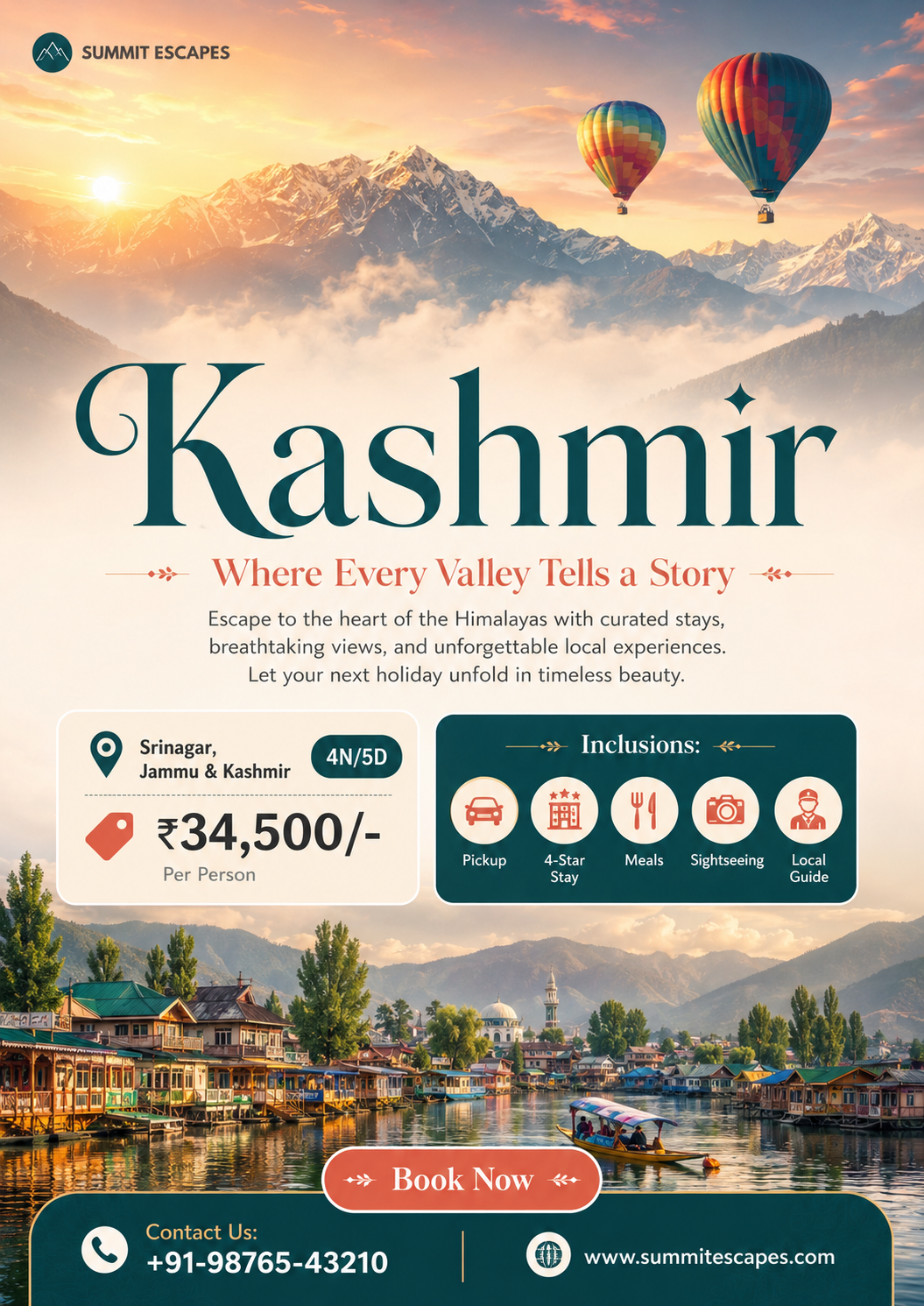 Blue and White Modern Manali Travel Poster