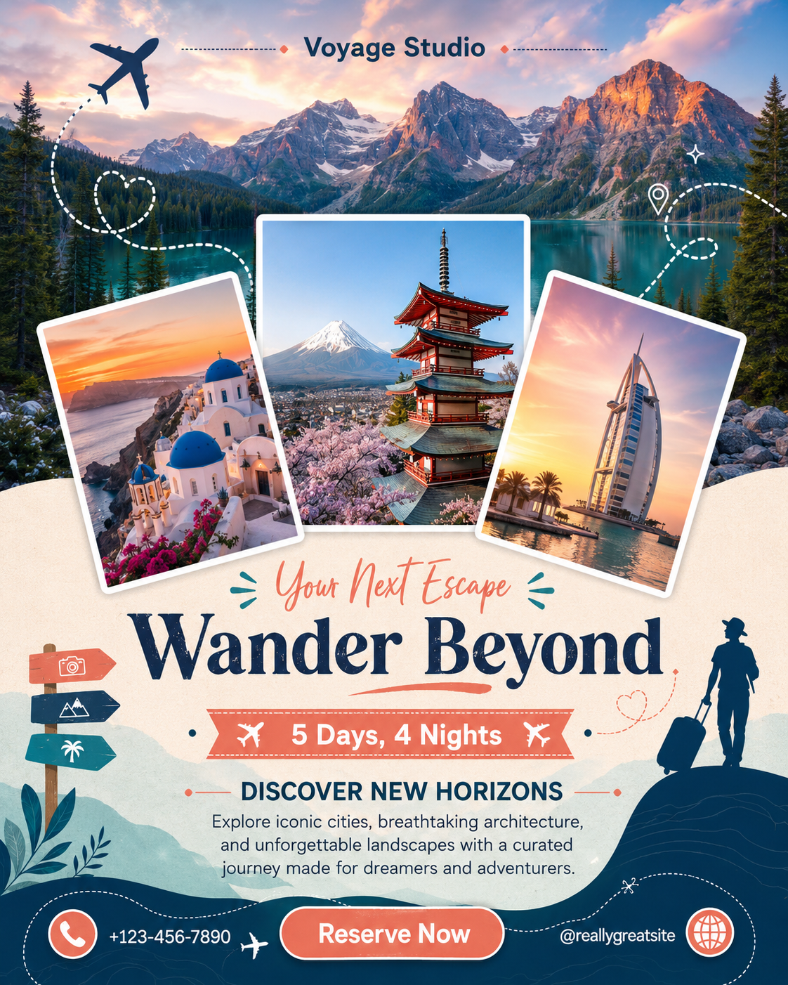 Blue and White Photo Travel Flyer