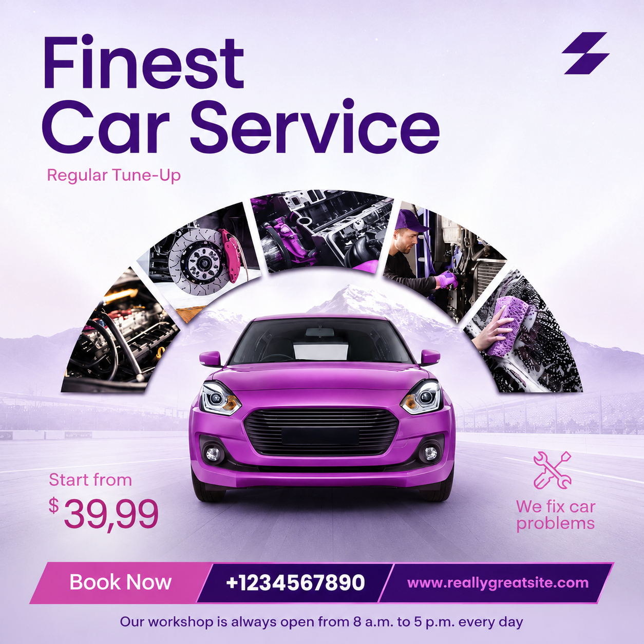 Blue Creative Car Service Business Instagram Post