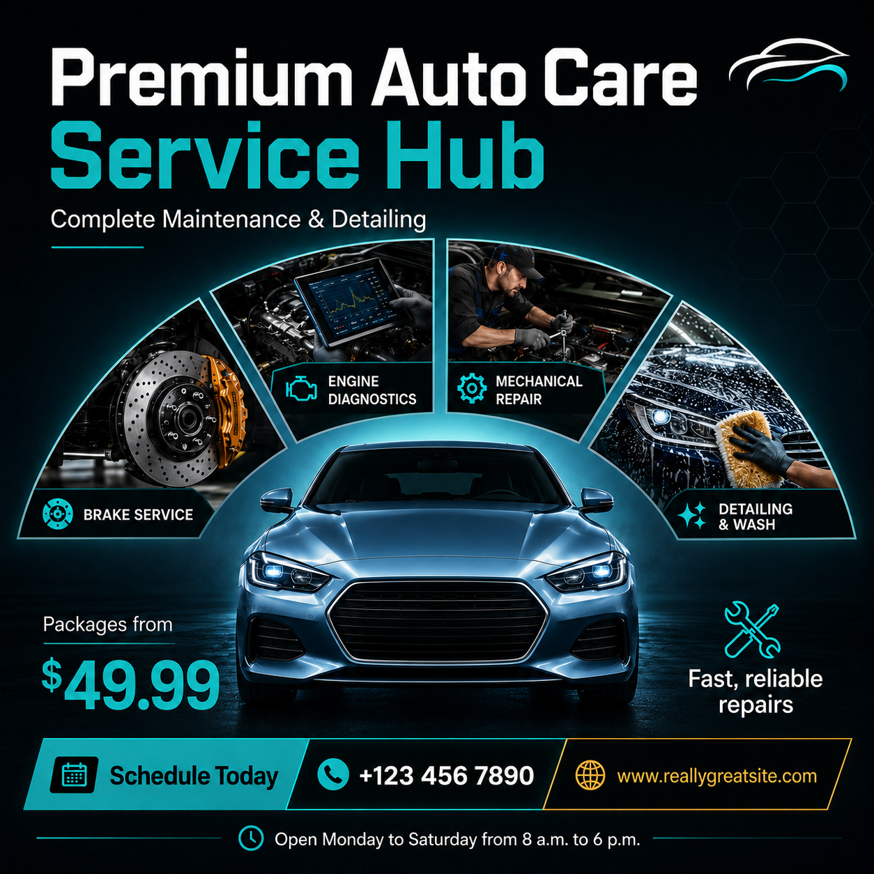 Blue Creative Car Service Business Instagram Post