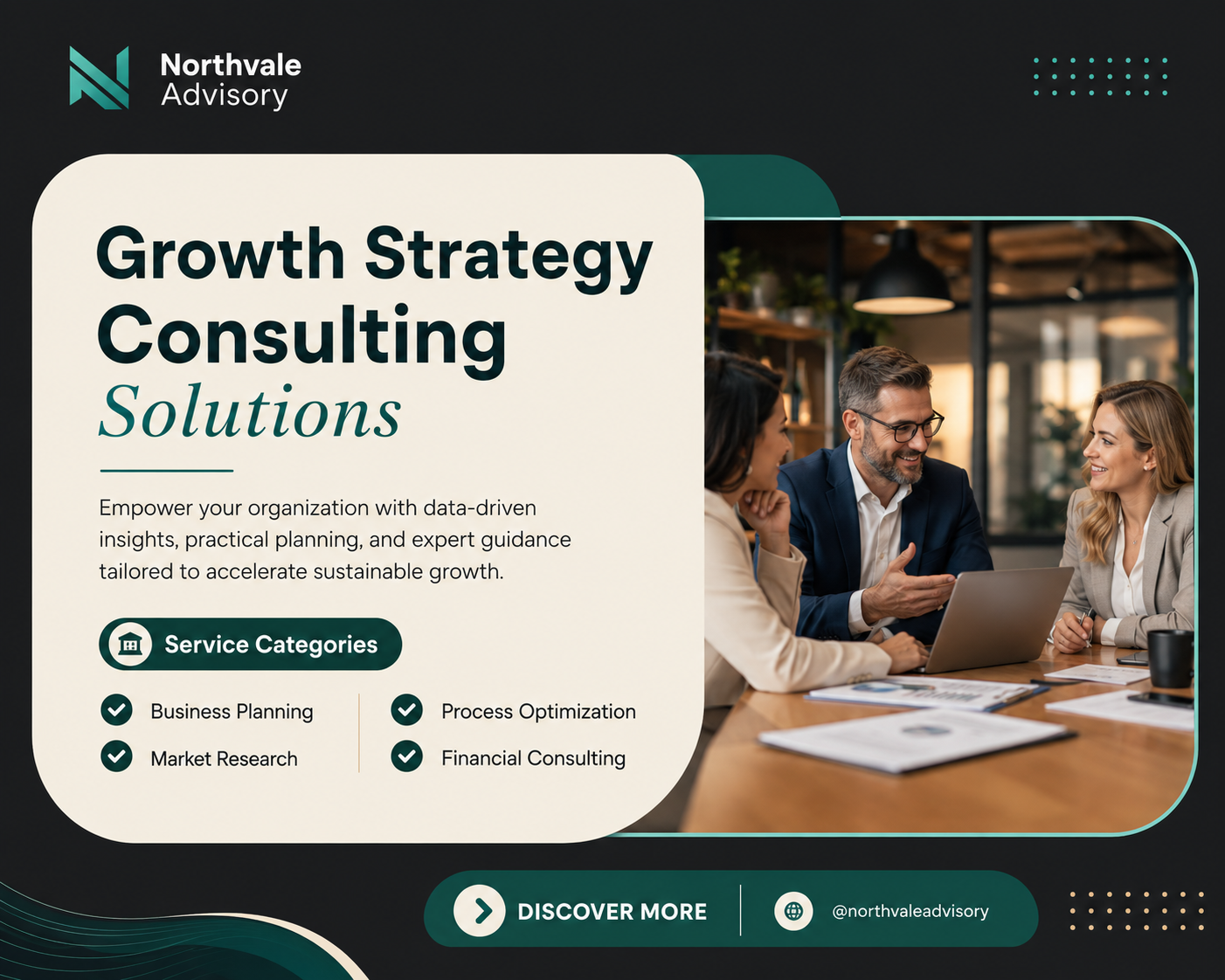 Blue Modern Business Consultant Services Poster Landscape