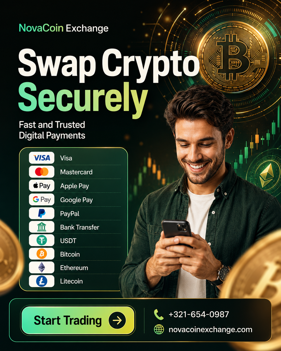 Blue Purple and Pink Modern Trade Crypto Instagram Post