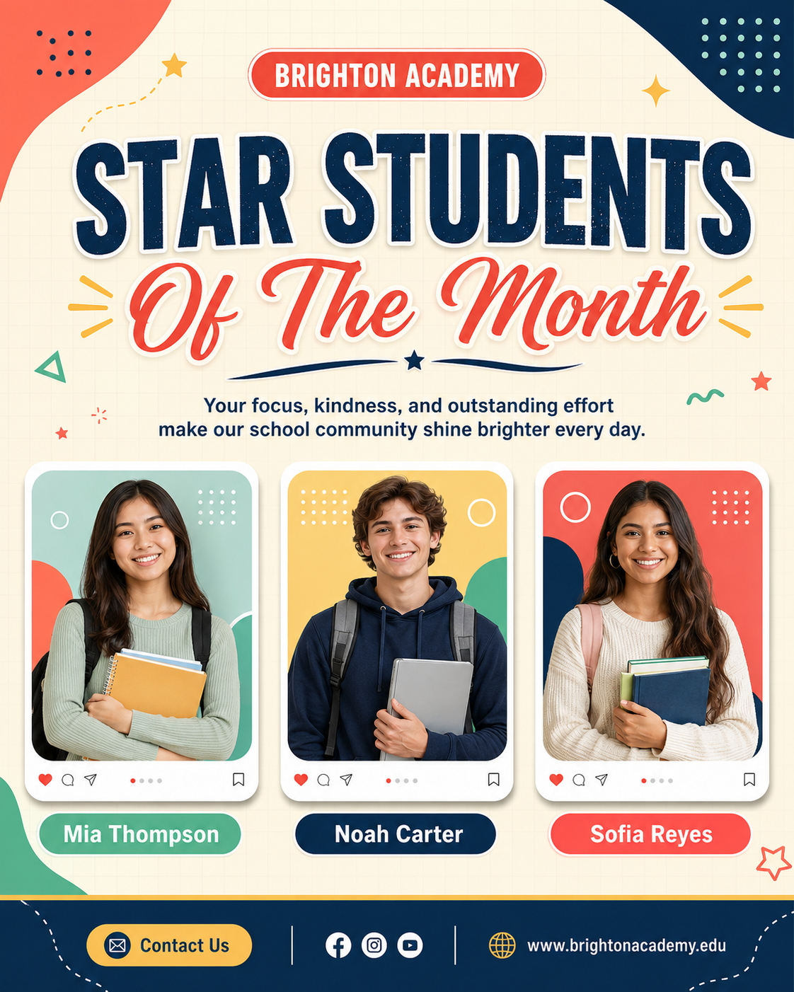 Blue Purple and White Modern Student of the Month Instagram Post
