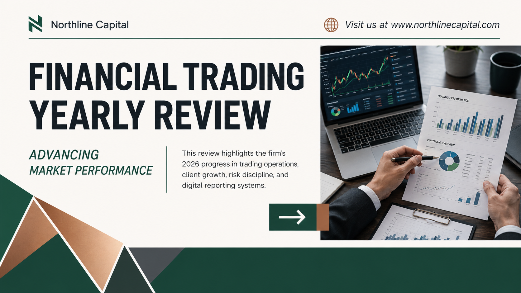 Blue White and Orange Modern Trading Company Annual Report Presentation
