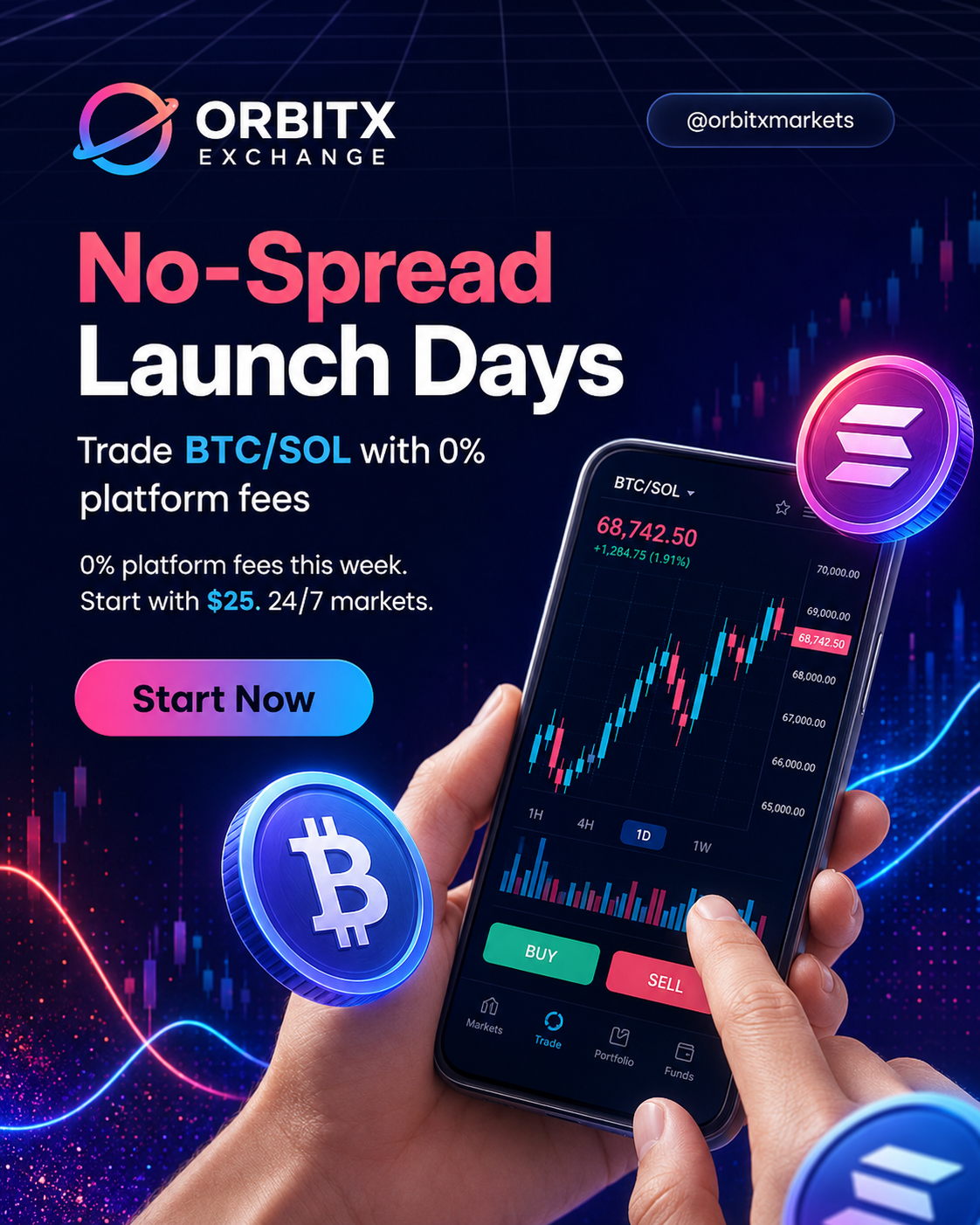 Gold Green and Black Modern Cryptocurrency Launch Instagram Post