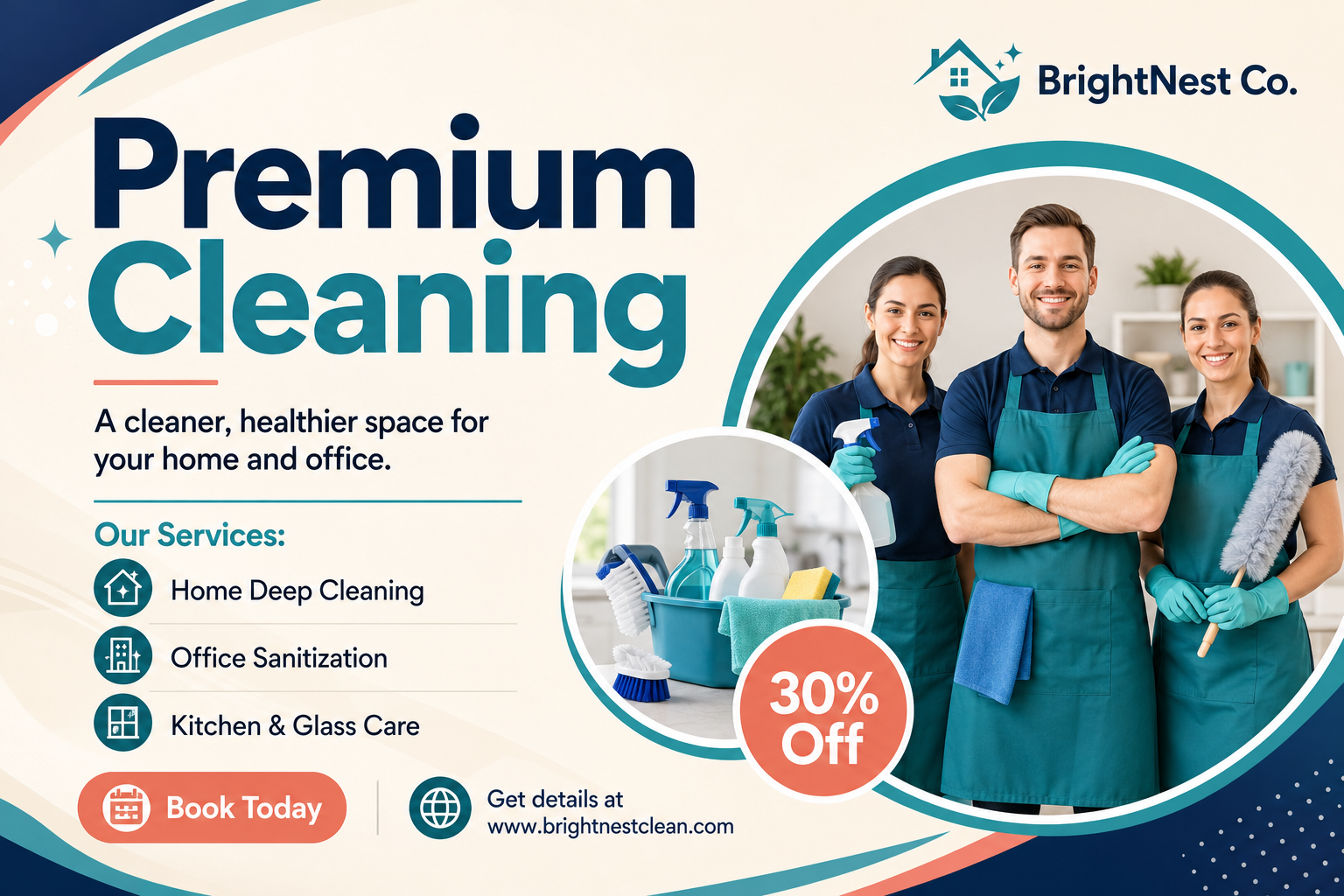Green and White Bold Cleaning Service Poster