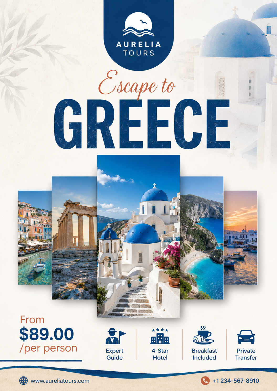 Green and White Illustrative Italy Travel Poster