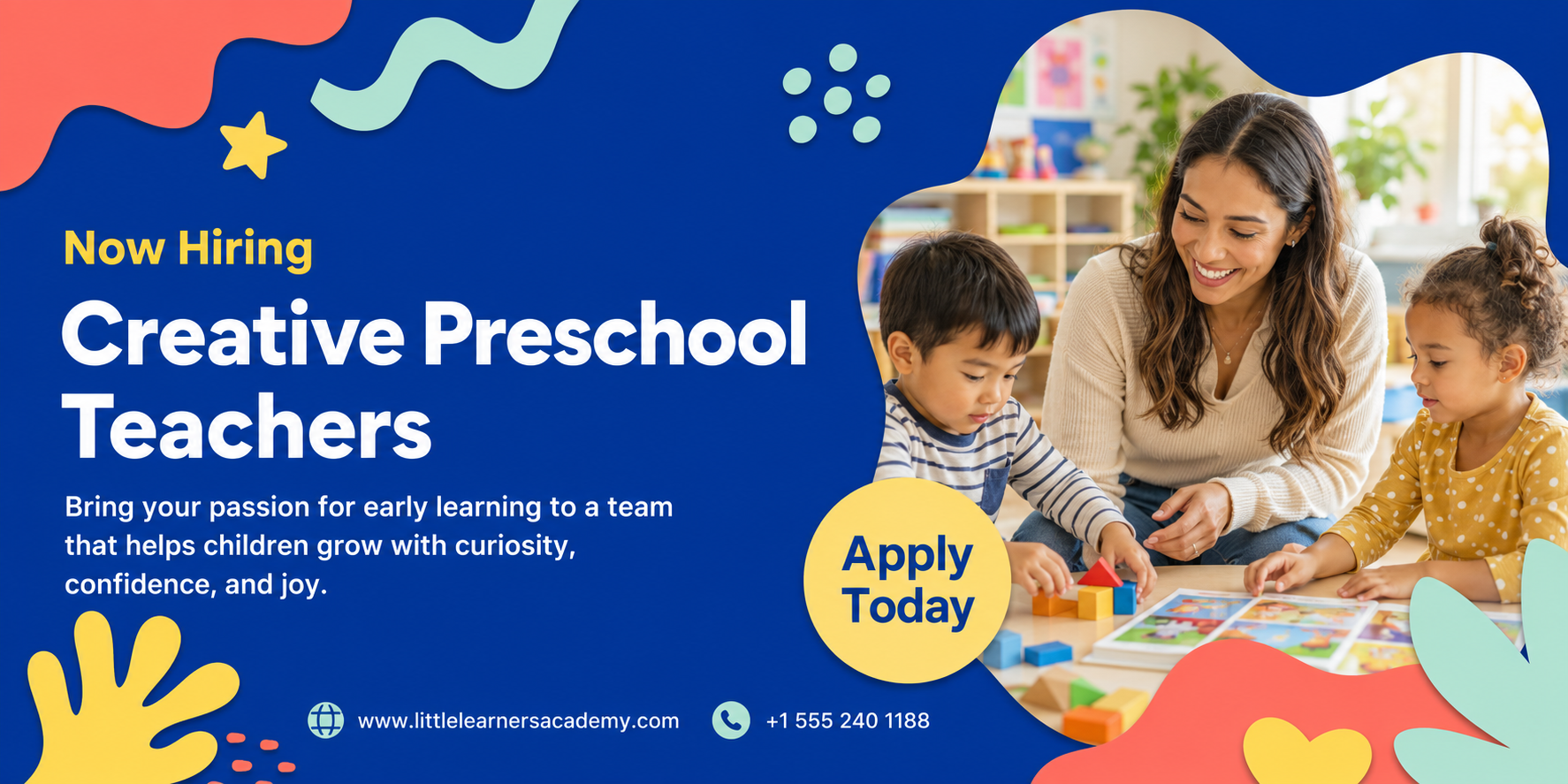 Green Playful Recruitment Teacher Banner