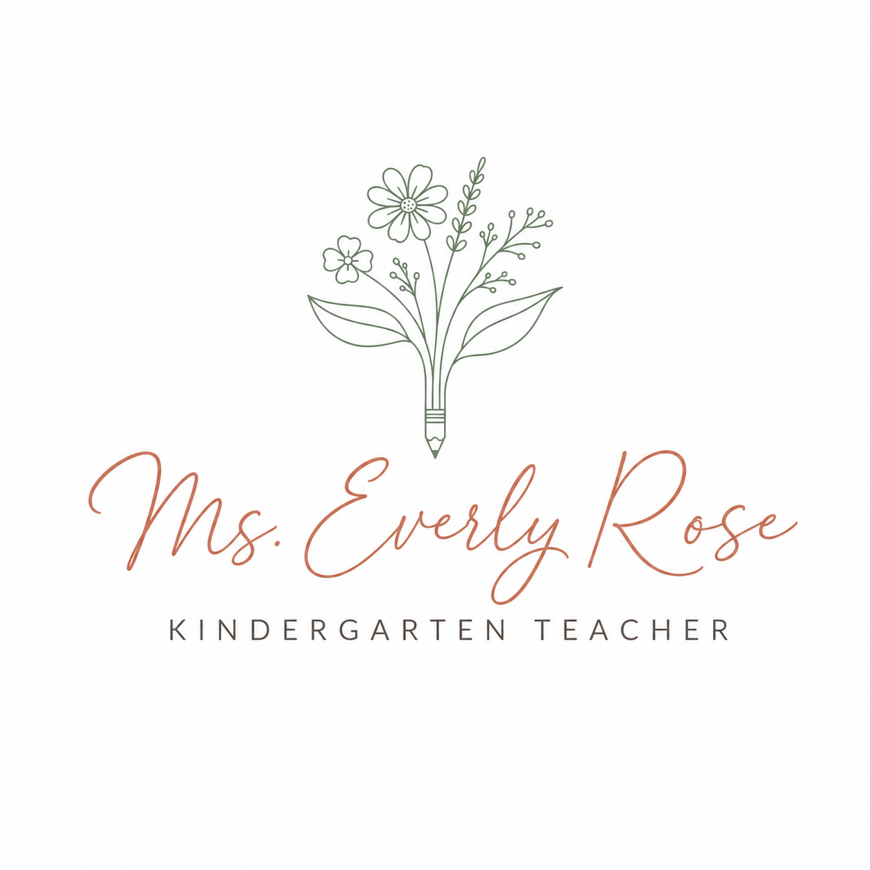 Neutral Peach Floral Teacher Logo