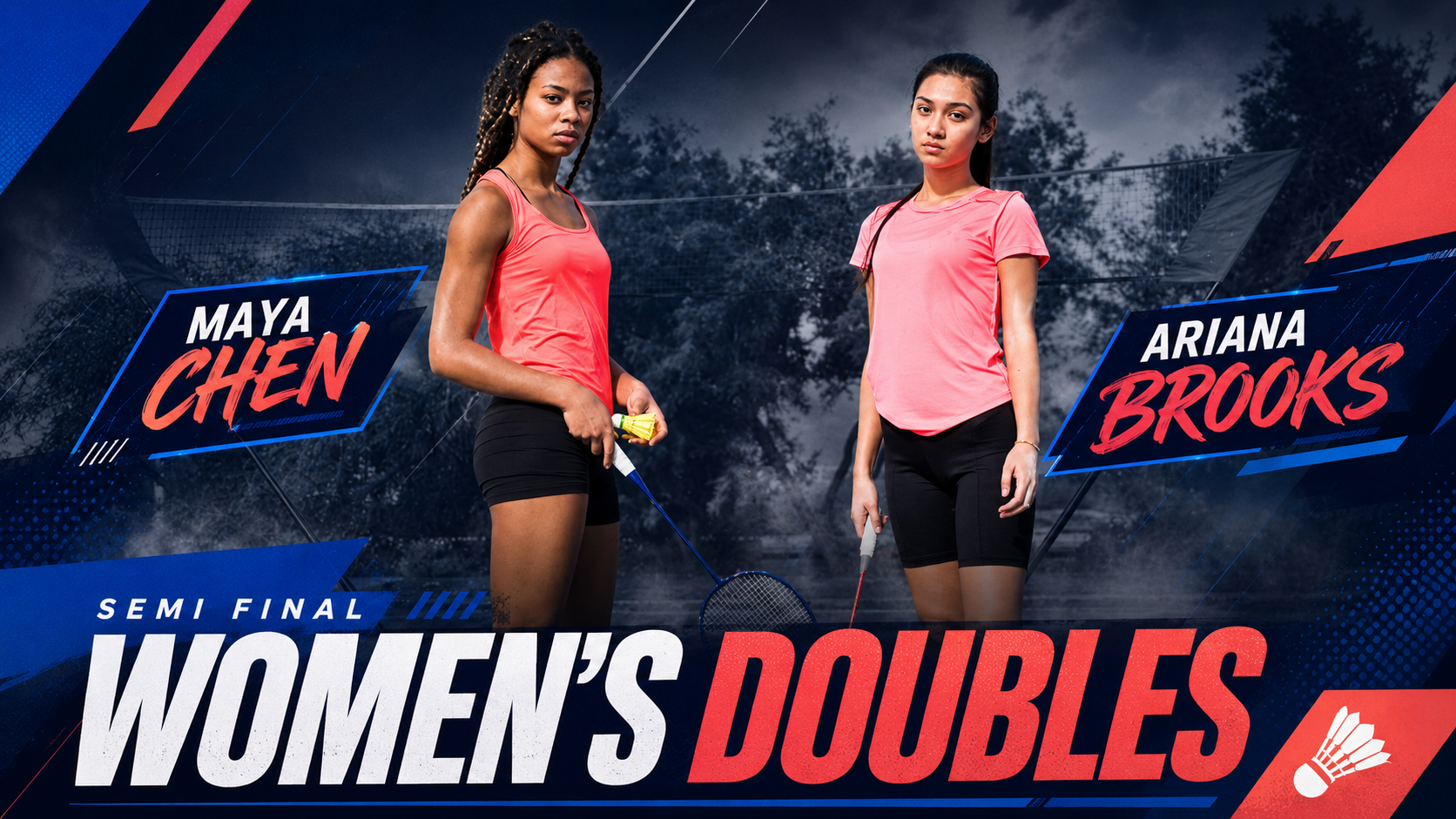 Pink and Green Modern Badminton Women's Doubles Competition YouTube Thumbnail