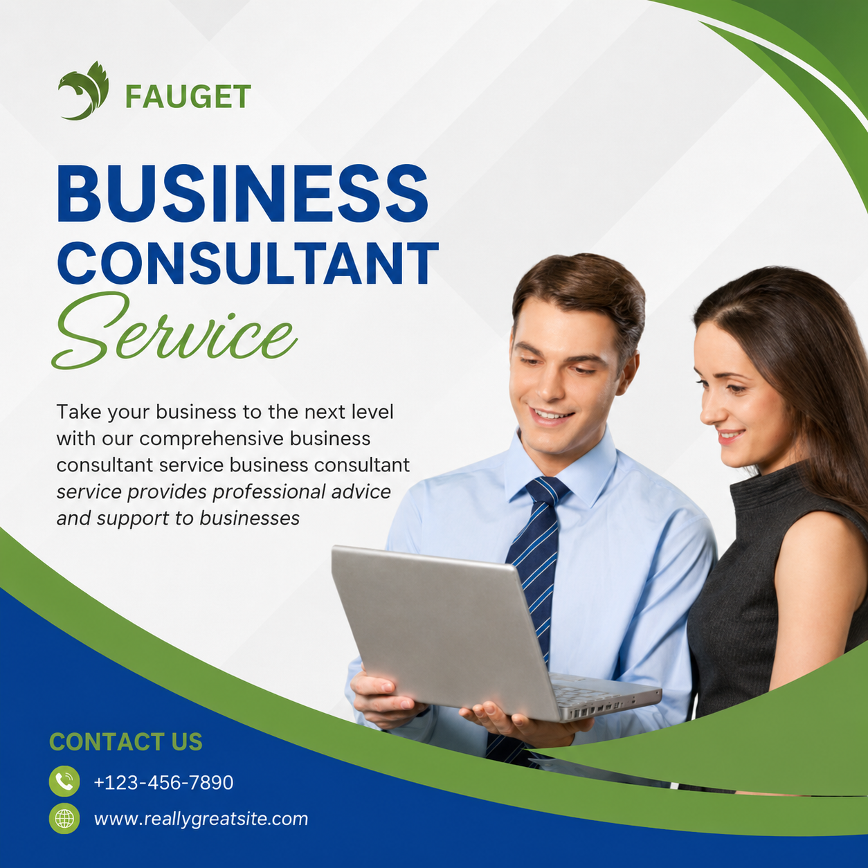 White and Blue Business Consultant Service Instagram Post