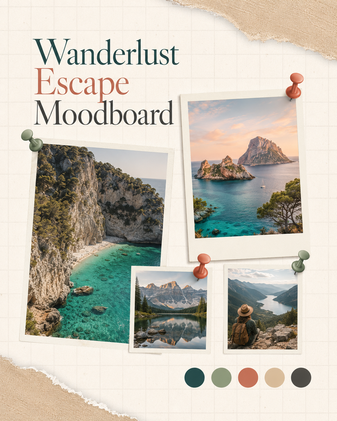 White and Brown Collage Travel Moodboard Inspiration Instagram Post