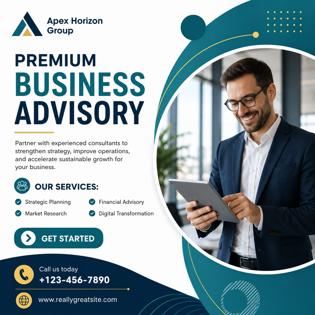 White and Green Modern Professional Business Consulting Instagram Post