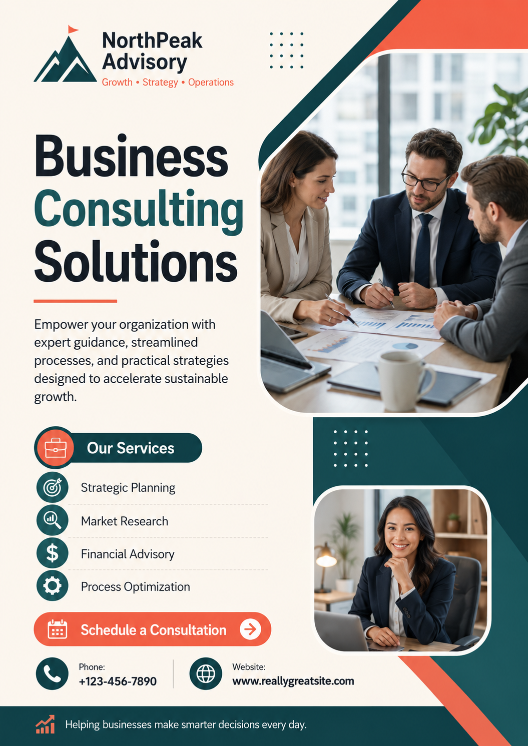 White Blue Modern Business Consultant Services Poster