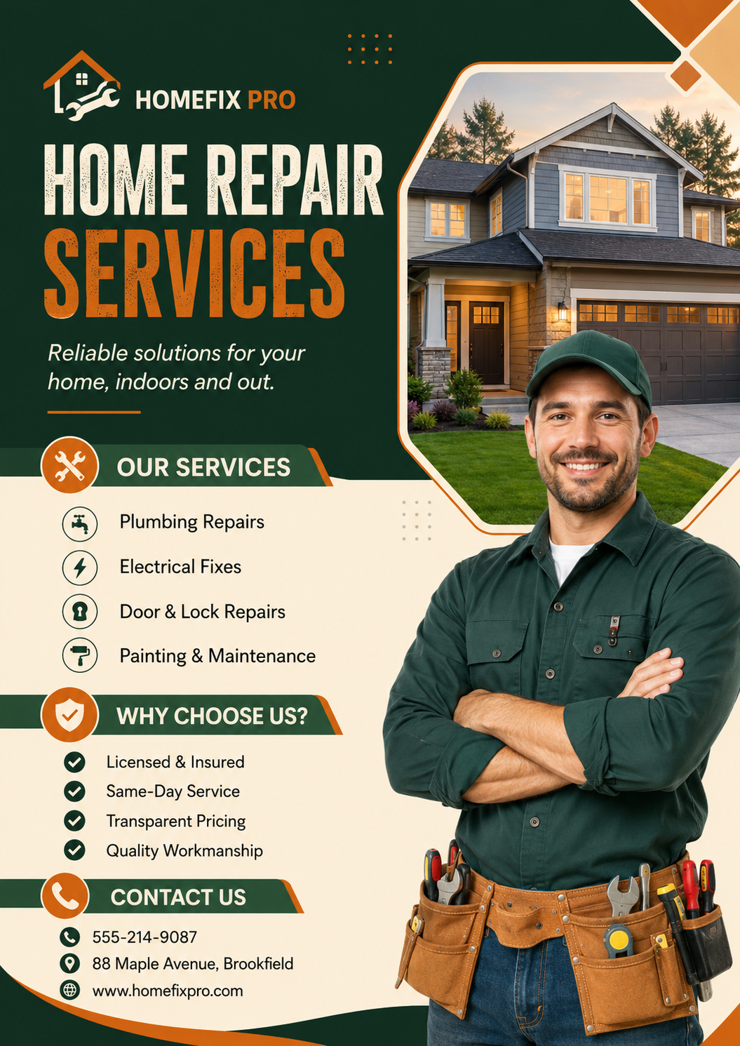 Yellow and Blue Modern Handyman Services Poster