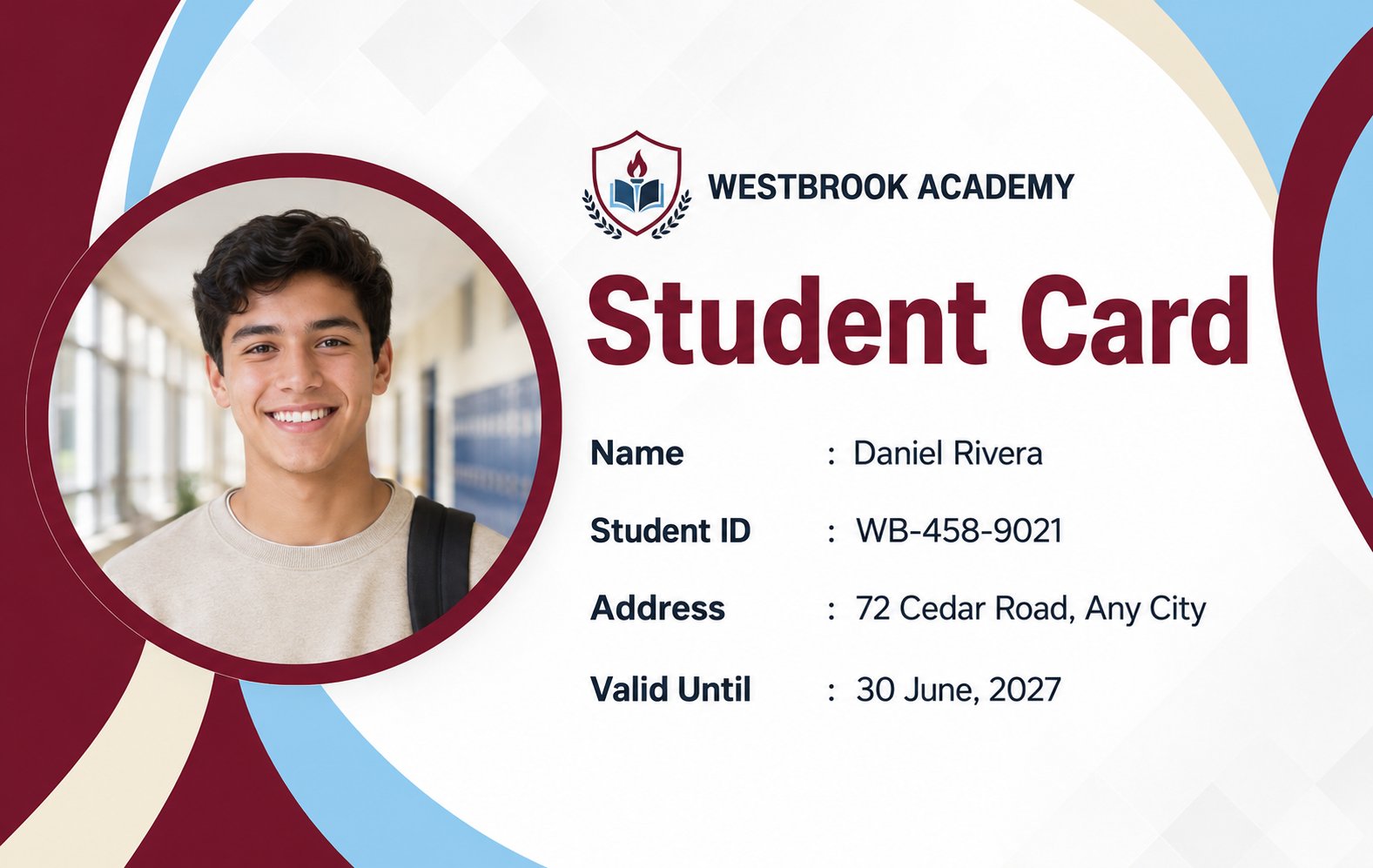Yellow And Navy Modern Student ID Card
