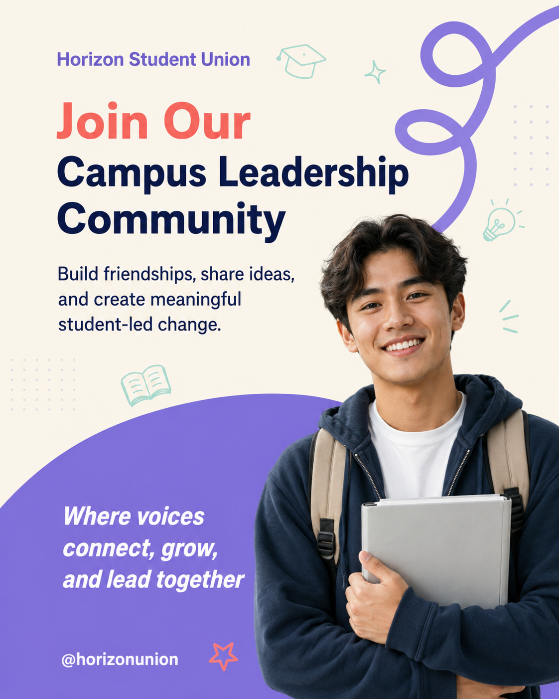 Yellow Cream and Teal Playful Modern College Student Association Instagram Post
