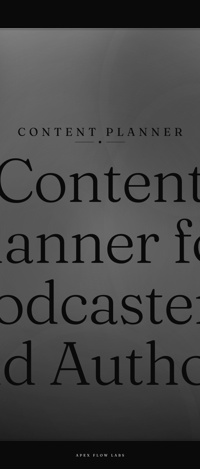 Content Planner for Podcasters and Authors