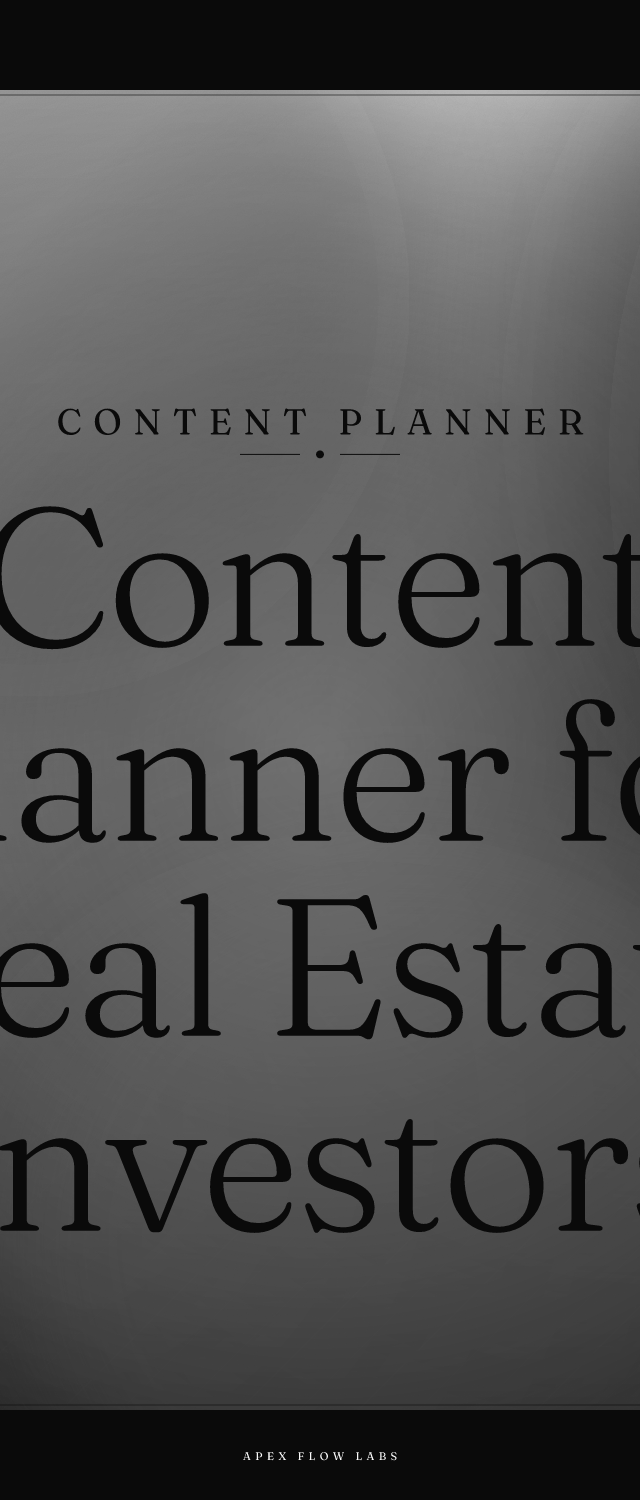 Content Planner for Real Estate Investors
