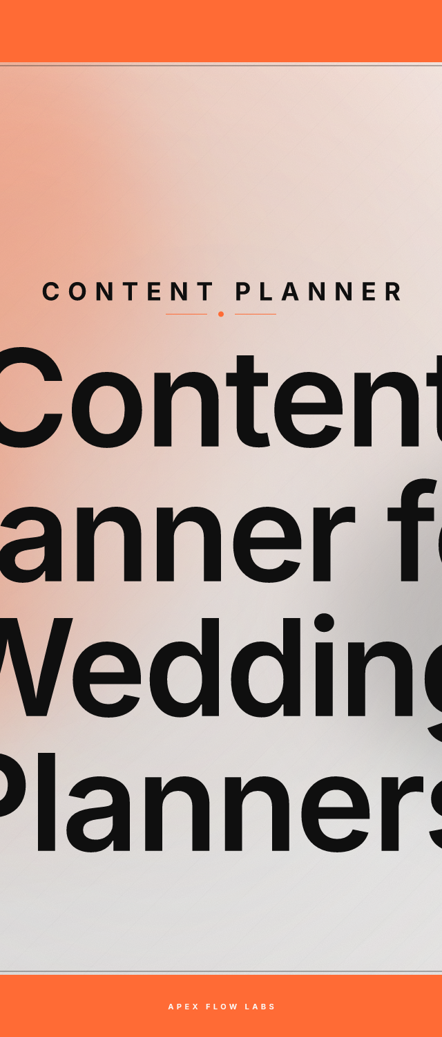 Content Planner for Wedding Planners