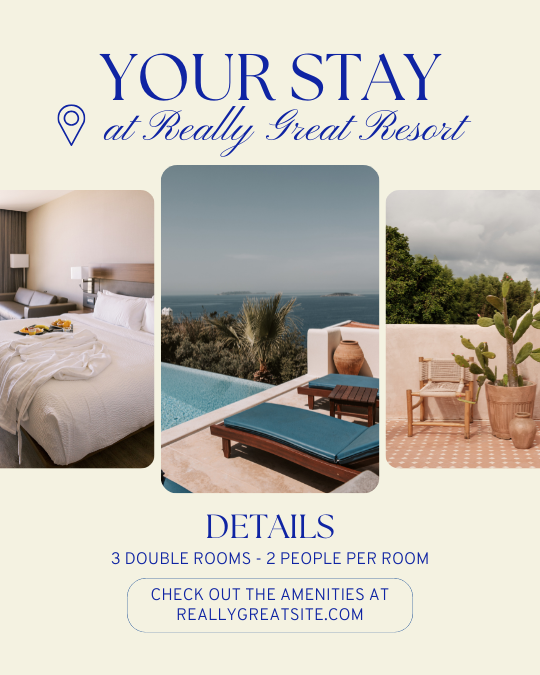 Modern Hotel Property Promotion Instagram Post — A set of Canva templates for promoting hotel properties on Instagram. Designed for real estate agents and hotel marketer