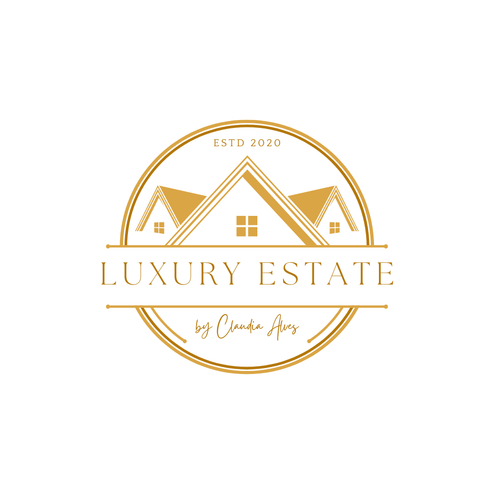 Gold Modern Corporate Round Luxury Real Estate Logo — A set of Canva templates for creating a gold-toned, modern corporate logo with a round design, tailored for real estate 