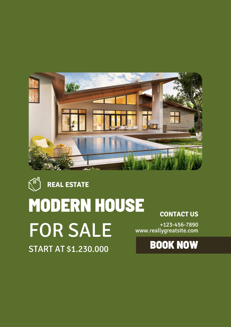 real estate (Poster) — A set of Canva poster templates for real estate agents to showcase property listings. Includes editable layouts for open