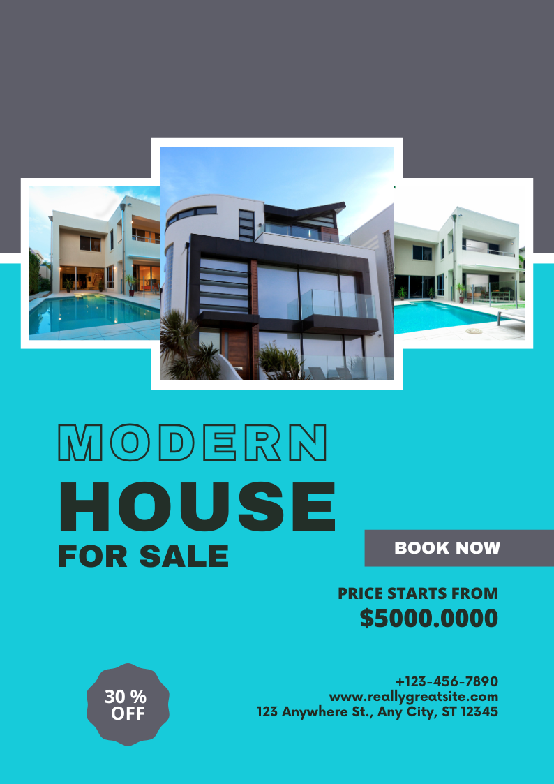 Real Estate (Poster) — A set of Canva poster templates for real estate agents to market properties. Includes layouts for open houses, sold anno