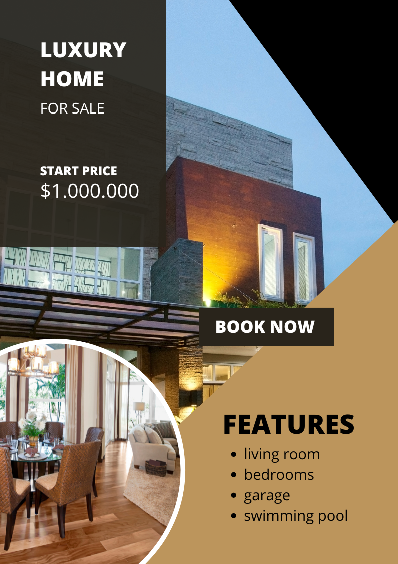 Real Estate (Poster) — A set of Canva poster templates for real estate agents to market properties. Includes editable layouts for open houses a