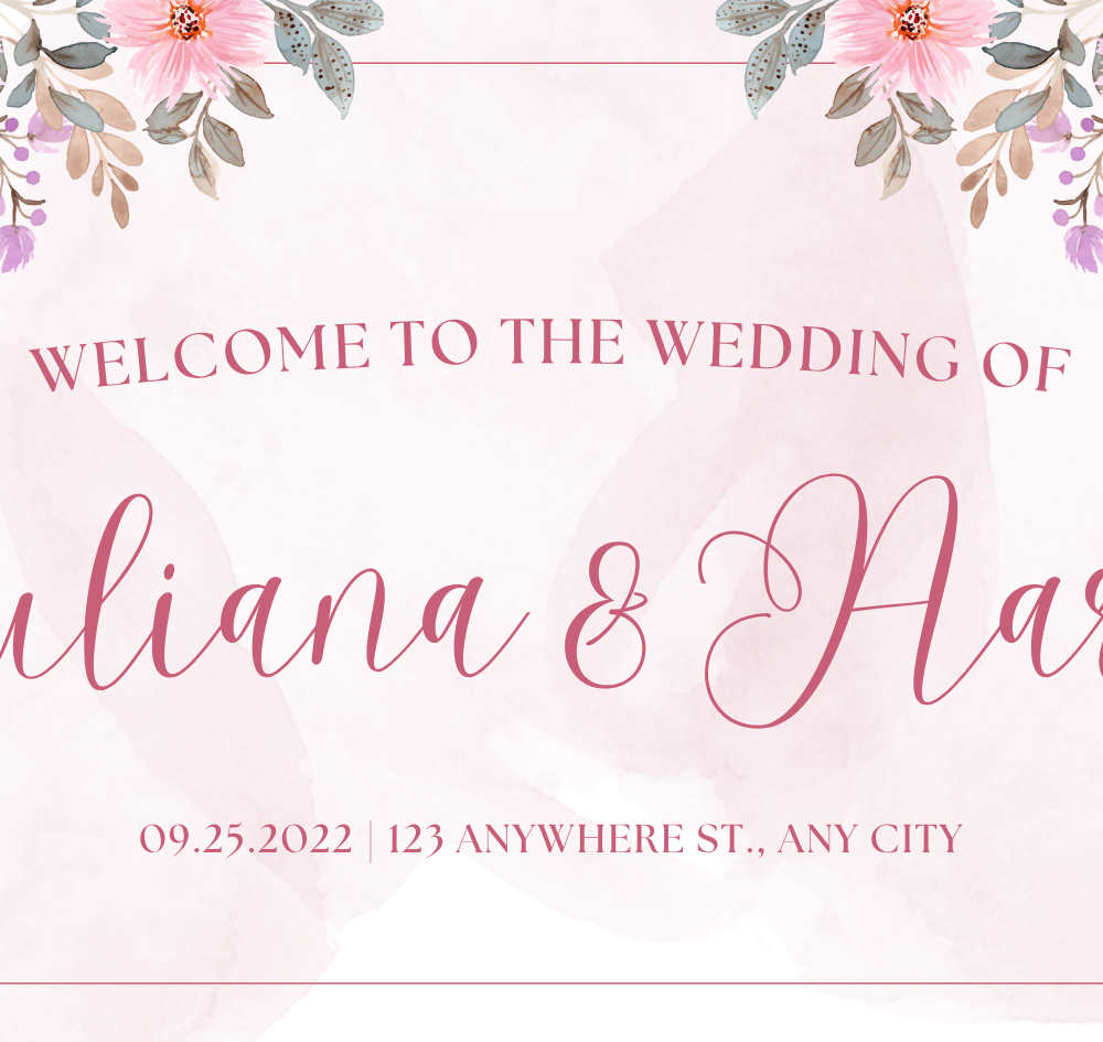 Pink and Purple Watercolor Floral Wedding Banner — A Canva template pack for wedding banners featuring pink and purple watercolor floral designs, ideal for couples or plan