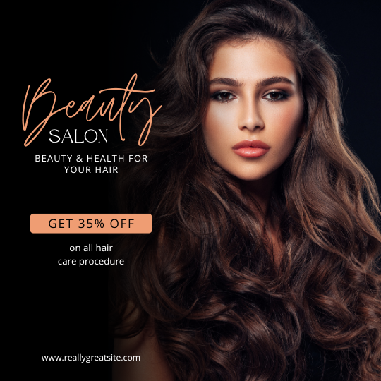 Black Elegant Beauty Salon Instagram Post — A set of Canva templates for beauty salon Instagram posts, featuring a black elegant theme. Designed for salon owners or