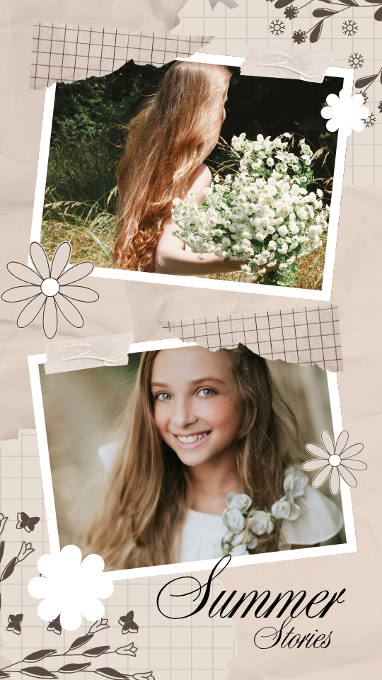 Beige Collage Summer Stories Instagram Story — A set of Canva templates for Instagram Stories, featuring a beige collage aesthetic with summer themes. Designed for use