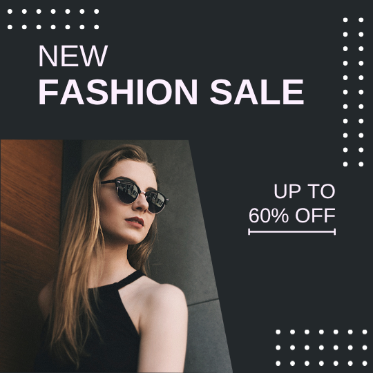 Black white Modern New Fashion Sale (Instagram Post) — A set of Canva templates for Instagram posts, designed for fashion brands promoting a sale. Features a black and white m