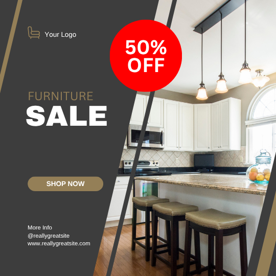Brown Furniture Sale Discount Promotion for Instagram Post — A set of Canva templates for promoting a furniture sale on Instagram. Designed for furniture stores or retailers looking