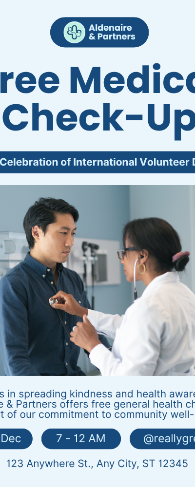 White Blue Free Medical International Volunteer Day Flyer