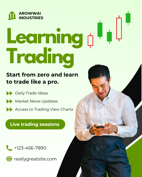 Green Modern Learn Trading Instagram Post — A set of Canva templates for creating Instagram posts about trading, featuring a green modern design. Ideal for traders 