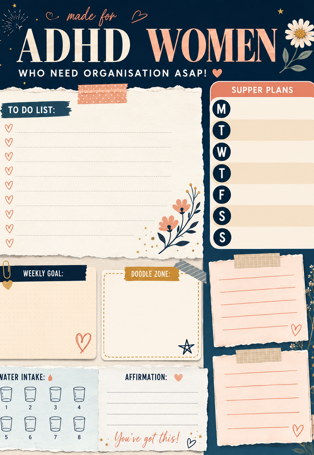 A totally usable to do list for the — A Canva template pack designed for individuals with ADHD, offering a practical to-do list layout to help organize tasks 