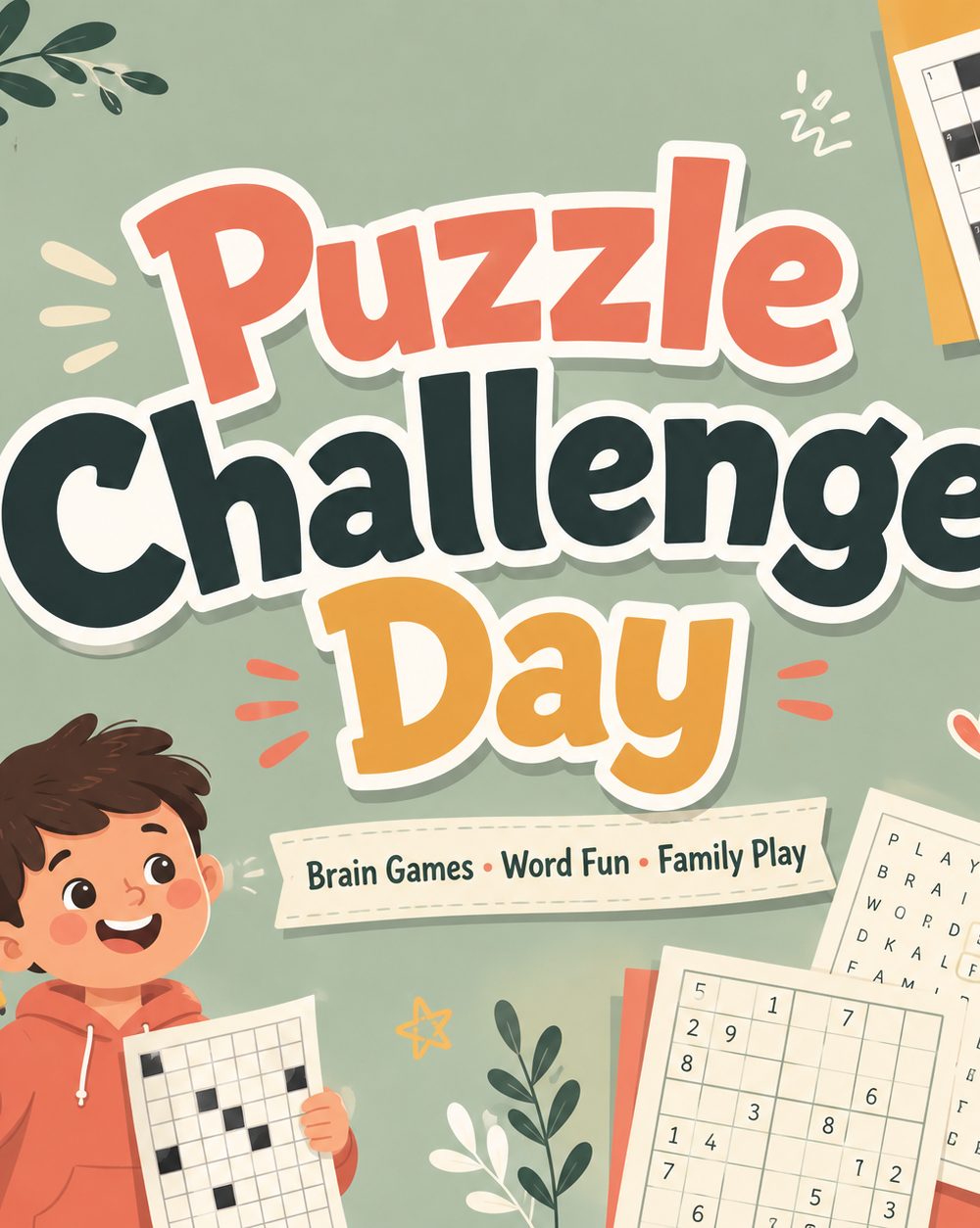 Beige and Navy Minimalist Crossword Puzzle Day Greeting Instagram Post — A set of Canva templates for creating minimalist Instagram posts celebrating Crossword Puzzle Day, featuring beige and n