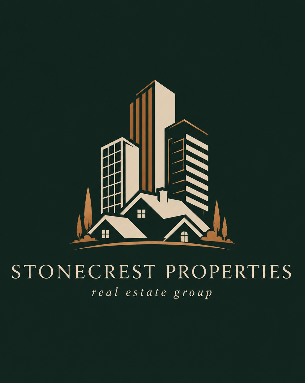 Black and Gold Flat Illustrative Real Estate Agency Logo — A Canva template pack for real estate agents seeking a flat, illustrative logo in black and gold. Includes editable desi