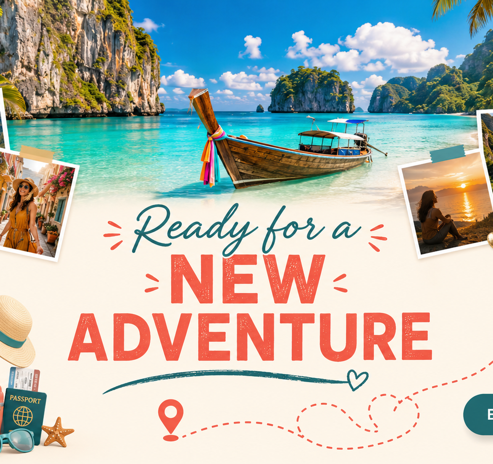 Blue and Orange Modern Travel Presentation — A Canva template pack for travel presentations, featuring a modern blue and orange design. Ideal for travel bloggers or