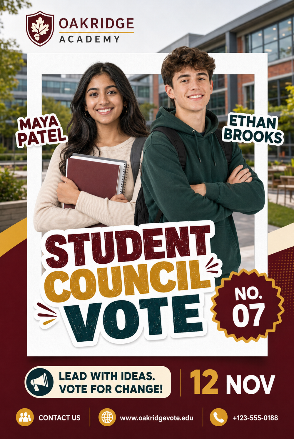 Blue Modern Student Council Election Poster — A set of Canva templates for student council election posters with a modern blue design, tailored for student candidates
