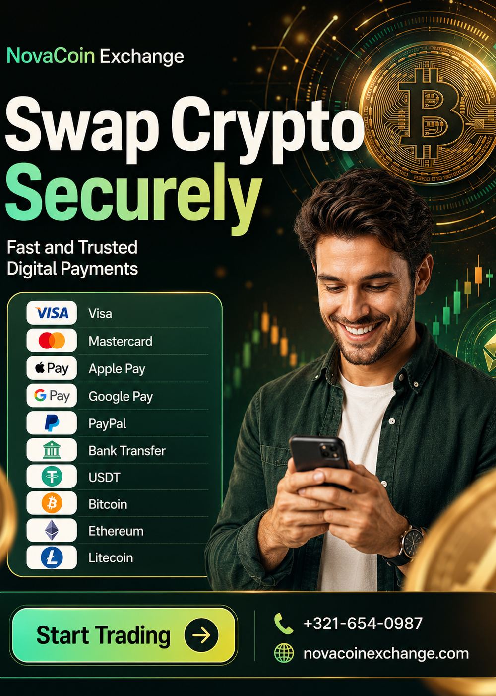 Blue Purple and Pink Modern Trade Crypto Instagram Post — A set of modern Instagram post templates for crypto traders, featuring blue, purple, and pink color schemes. Designed fo