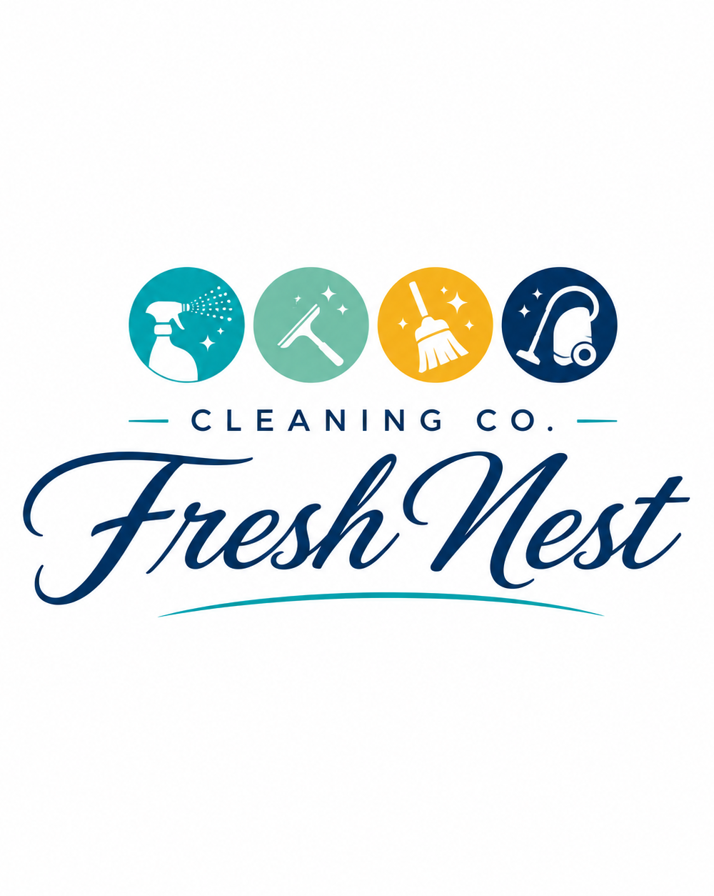 Colorful Modern Cleaning Service Logo — A set of Canva templates for creating a colorful, modern cleaning service logo. Designed for small business owners seeki