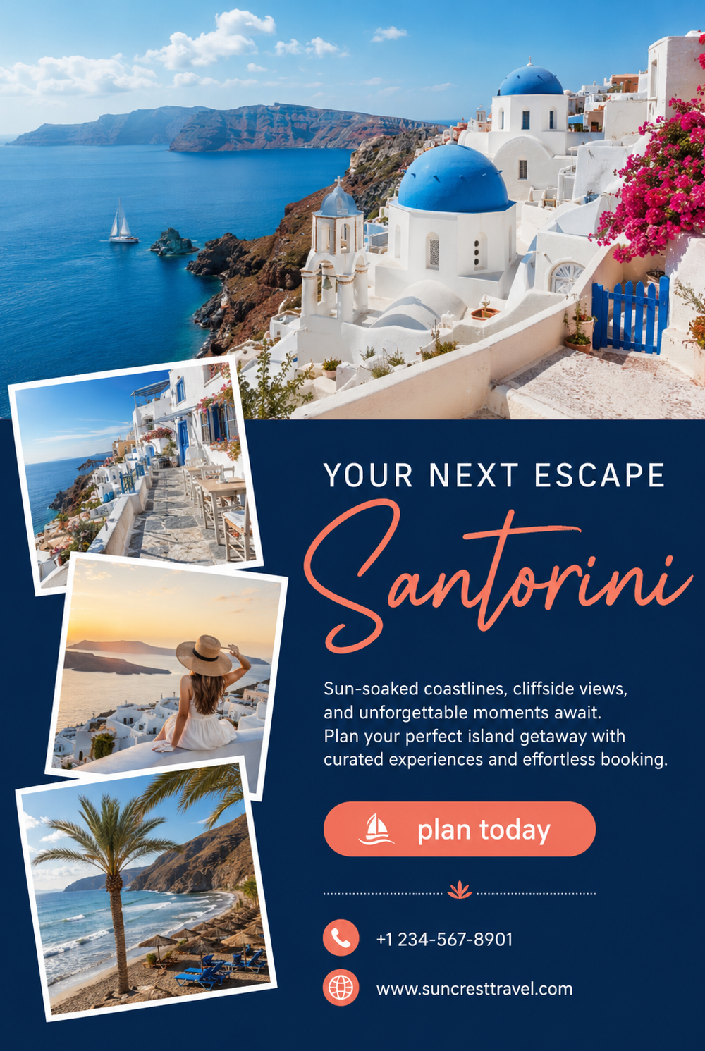 Green Collage Travel Agency Poster — A set of Canva templates for creating travel agency posters with a green collage aesthetic, designed for travel agents a