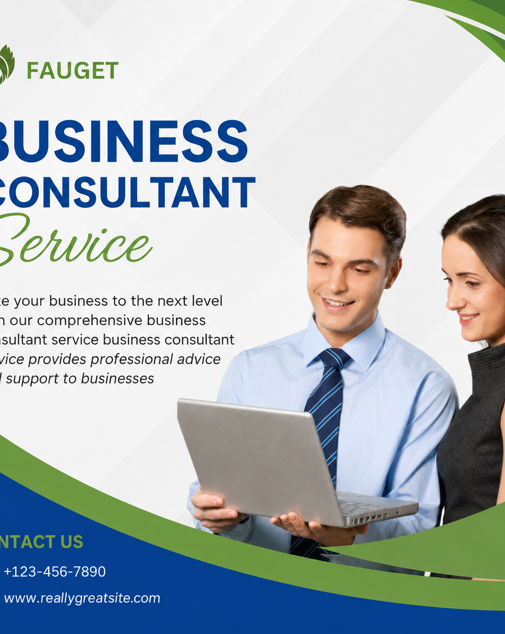 White and Blue Business Consultant Service Instagram Post — A set of Canva templates for Instagram posts, designed for business consultants. Features a clean white and blue color s